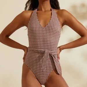 LemLem Zala Deep V One Piece swimsuit. Medium